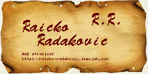 Raičko Radaković vizit kartica